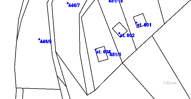 Parcela st. 603 v KÚ Plasy, Katastrální mapa