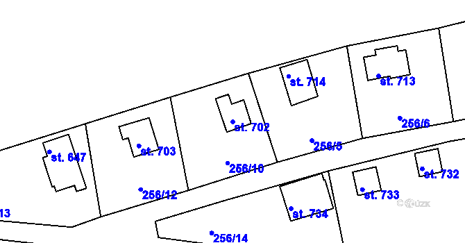 Parcela st. 702 v KÚ Plasy, Katastrální mapa