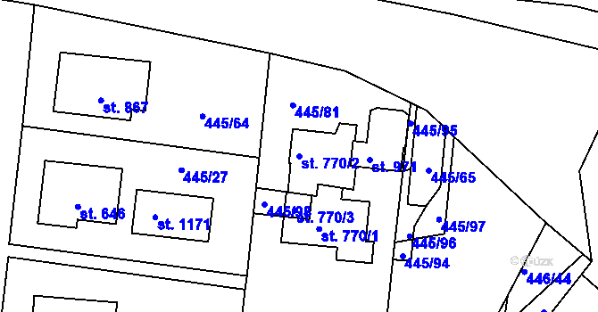 Parcela st. 770/2 v KÚ Plasy, Katastrální mapa