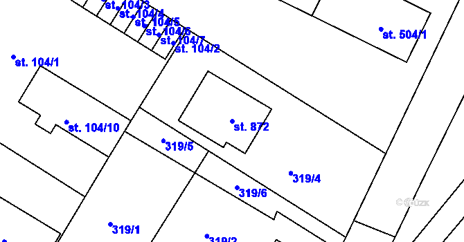 Parcela st. 872 v KÚ Plasy, Katastrální mapa
