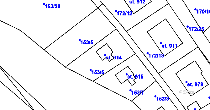 Parcela st. 914 v KÚ Plasy, Katastrální mapa