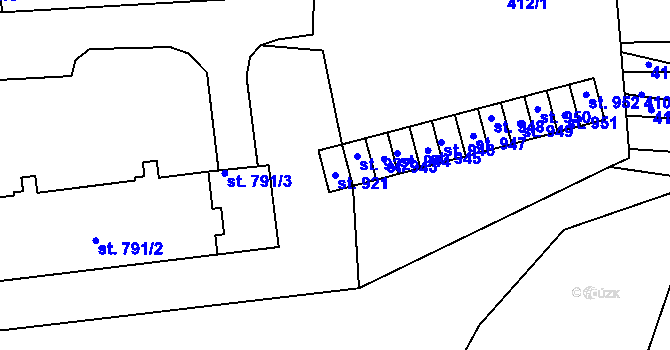 Parcela st. 921 v KÚ Plasy, Katastrální mapa