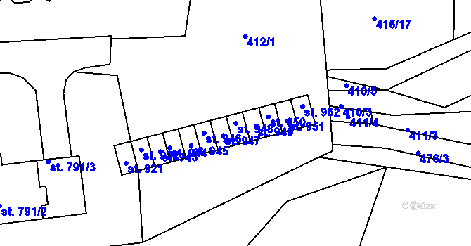 Parcela st. 948 v KÚ Plasy, Katastrální mapa