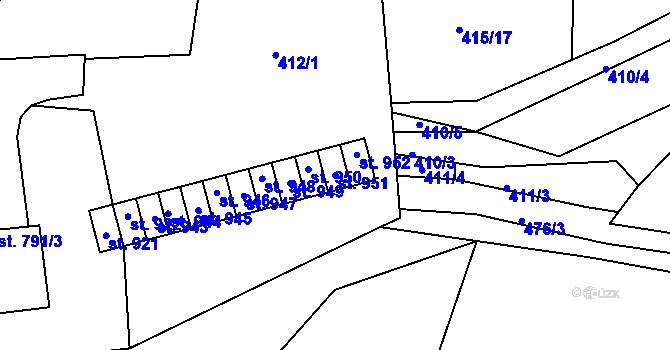 Parcela st. 951 v KÚ Plasy, Katastrální mapa