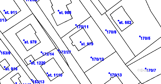 Parcela st. 979 v KÚ Plasy, Katastrální mapa