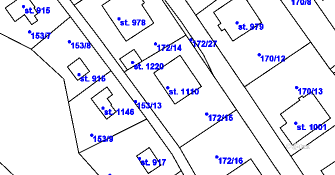 Parcela st. 1110 v KÚ Plasy, Katastrální mapa