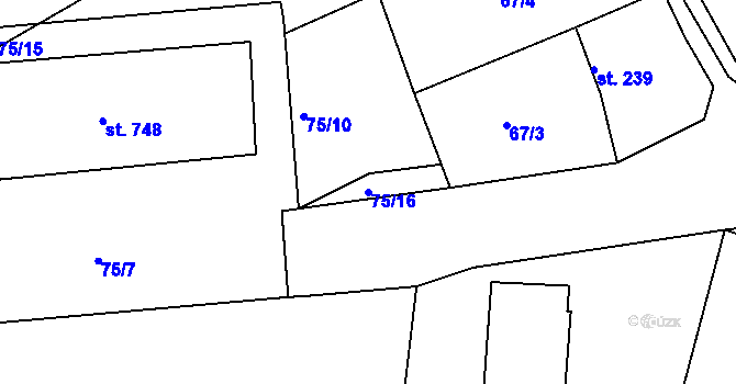 Parcela st. 75/16 v KÚ Plasy, Katastrální mapa