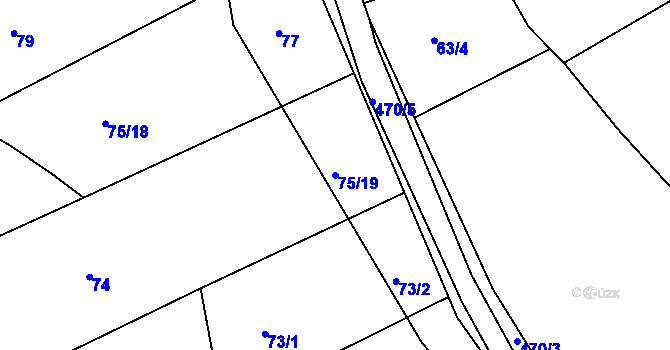 Parcela st. 75/19 v KÚ Plasy, Katastrální mapa