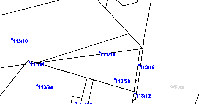 Parcela st. 111/18 v KÚ Plasy, Katastrální mapa