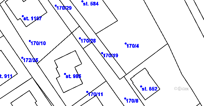 Parcela st. 170/19 v KÚ Plasy, Katastrální mapa