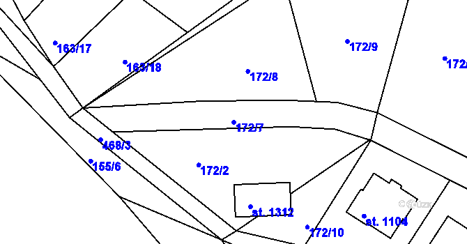Parcela st. 172/7 v KÚ Plasy, Katastrální mapa