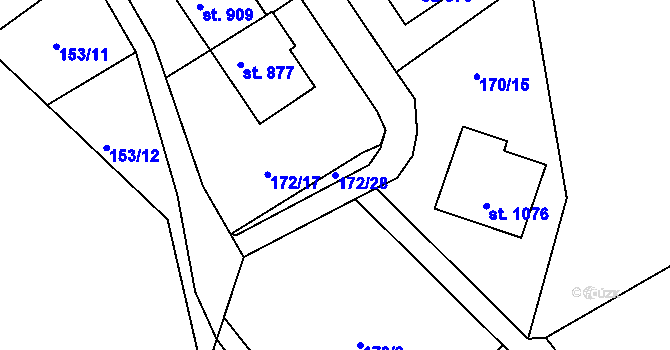 Parcela st. 172/28 v KÚ Plasy, Katastrální mapa