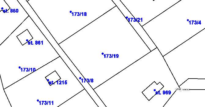 Parcela st. 173/19 v KÚ Plasy, Katastrální mapa