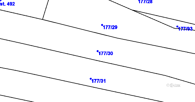 Parcela st. 177/30 v KÚ Plasy, Katastrální mapa