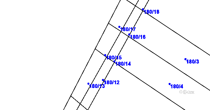 Parcela st. 180/15 v KÚ Plasy, Katastrální mapa
