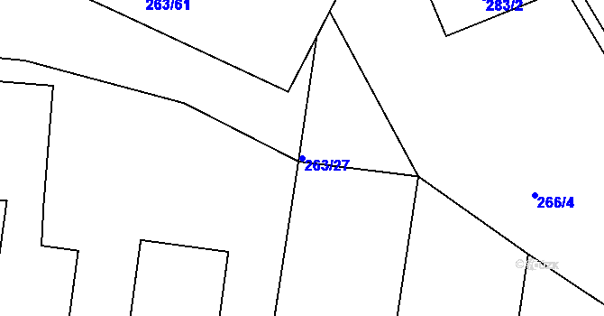 Parcela st. 263/27 v KÚ Plasy, Katastrální mapa