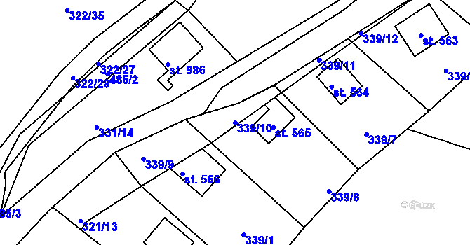 Parcela st. 339/10 v KÚ Plasy, Katastrální mapa