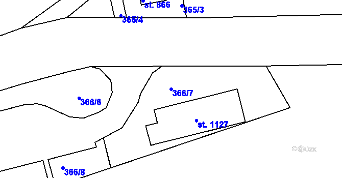 Parcela st. 366/7 v KÚ Plasy, Katastrální mapa