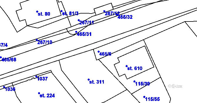 Parcela st. 465/6 v KÚ Plasy, Katastrální mapa