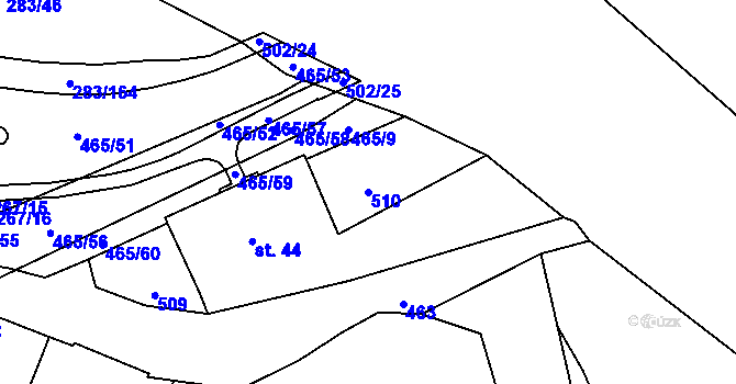 Parcela st. 510 v KÚ Plasy, Katastrální mapa