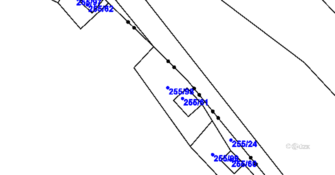 Parcela st. 255/98 v KÚ Plasy, Katastrální mapa