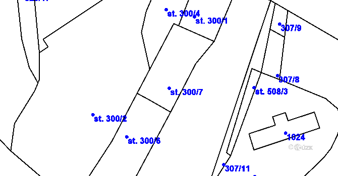 Parcela st. 300/7 v KÚ Plasy, Katastrální mapa