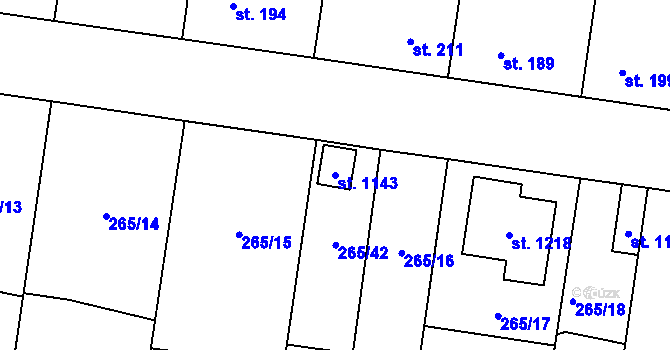 Parcela st. 1143 v KÚ Plasy, Katastrální mapa