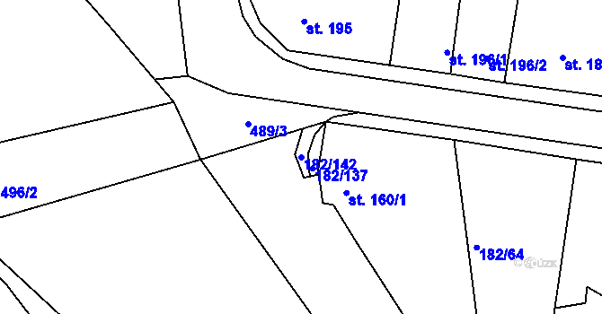 Parcela st. 182/142 v KÚ Plasy, Katastrální mapa