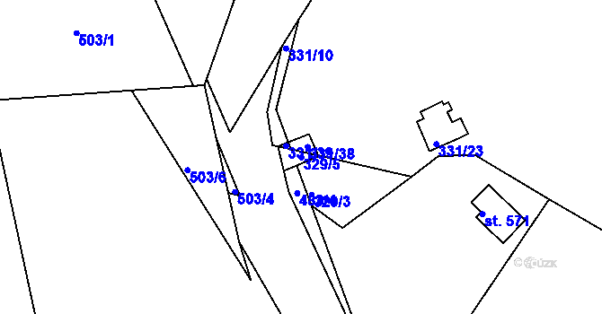 Parcela st. 329/5 v KÚ Plasy, Katastrální mapa