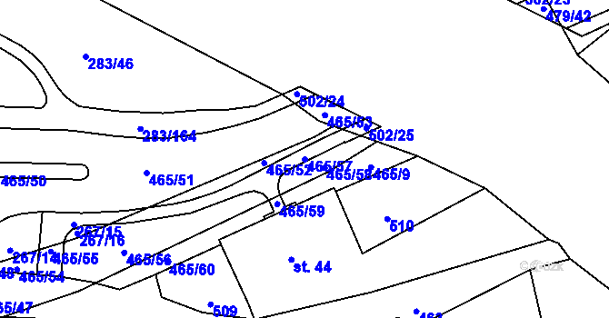 Parcela st. 465/57 v KÚ Plasy, Katastrální mapa