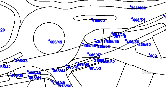 Parcela st. 465/48 v KÚ Plasy, Katastrální mapa