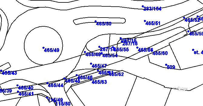 Parcela st. 465/54 v KÚ Plasy, Katastrální mapa