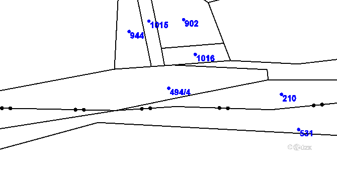 Parcela st. 494/4 v KÚ Plasy, Katastrální mapa