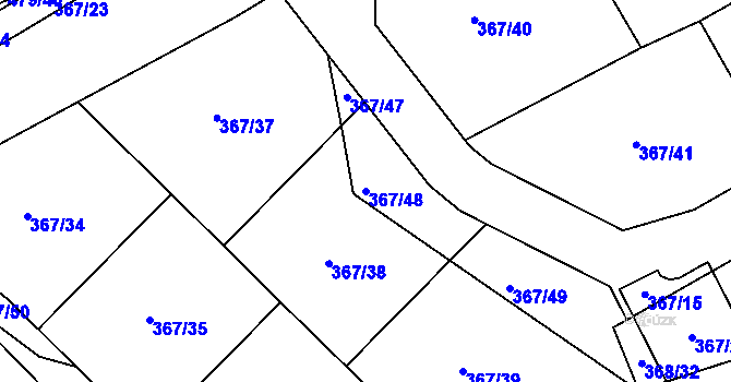 Parcela st. 367/48 v KÚ Plasy, Katastrální mapa