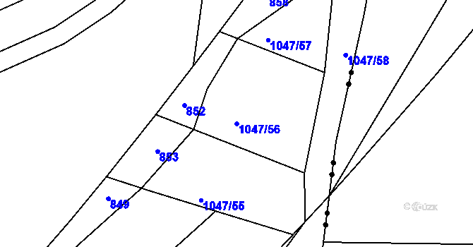 Parcela st. 1047/56 v KÚ Plasy, Katastrální mapa