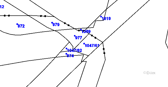 Parcela st. 1047/61 v KÚ Plasy, Katastrální mapa