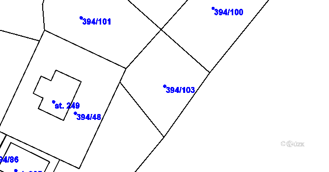 Parcela st. 394/103 v KÚ Plav, Katastrální mapa