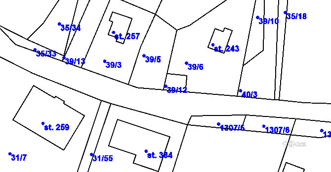 Parcela st. 39/12 v KÚ Plav, Katastrální mapa