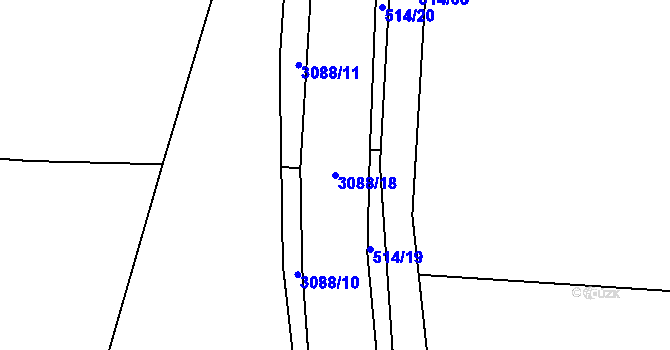 Parcela st. 3088/18 v KÚ Plav, Katastrální mapa