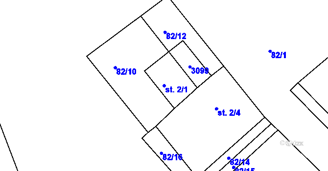 Parcela st. 2/1 v KÚ Plav, Katastrální mapa