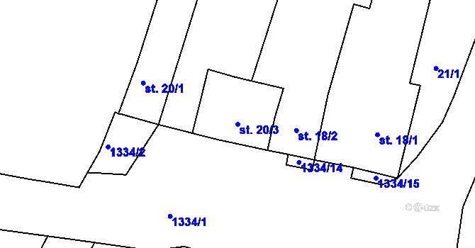 Parcela st. 20/3 v KÚ Plav, Katastrální mapa