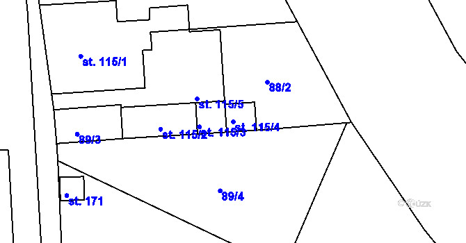 Parcela st. 115/4 v KÚ Plav, Katastrální mapa