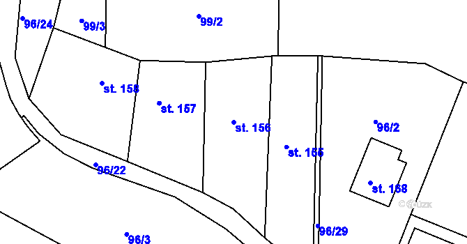 Parcela st. 156 v KÚ Plav, Katastrální mapa