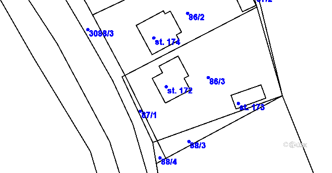 Parcela st. 172 v KÚ Plav, Katastrální mapa