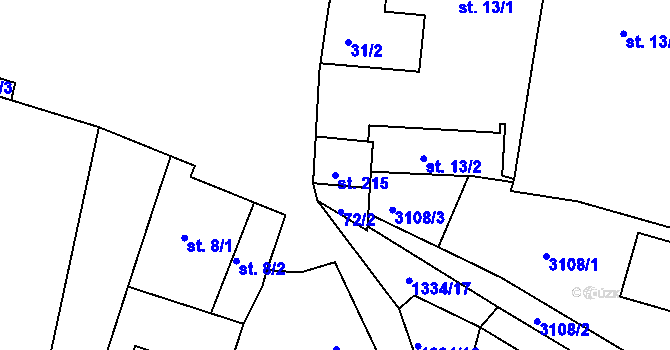 Parcela st. 215 v KÚ Plav, Katastrální mapa
