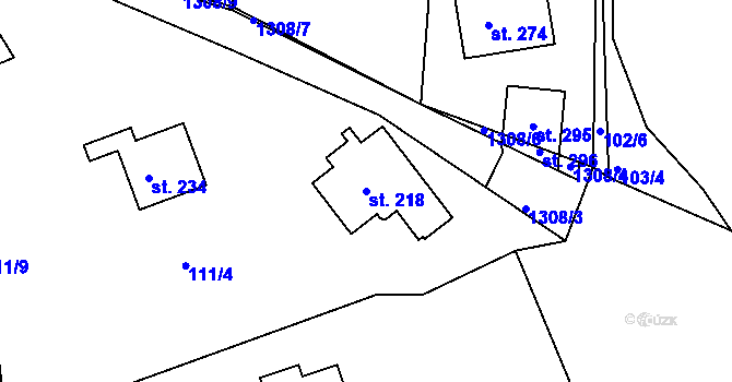 Parcela st. 218 v KÚ Plav, Katastrální mapa