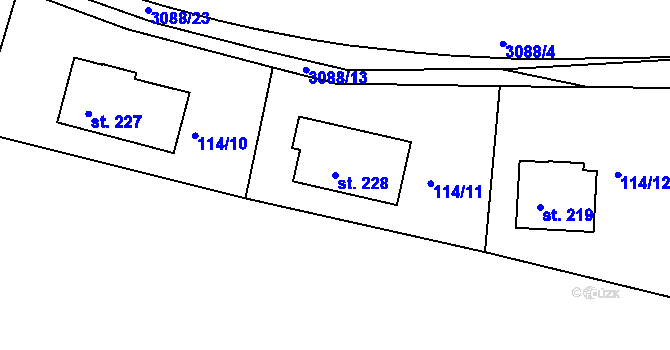 Parcela st. 228 v KÚ Plav, Katastrální mapa