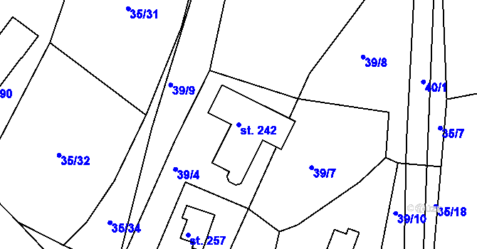 Parcela st. 242 v KÚ Plav, Katastrální mapa