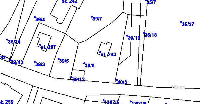 Parcela st. 243 v KÚ Plav, Katastrální mapa