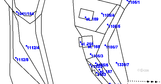 Parcela st. 255 v KÚ Plav, Katastrální mapa